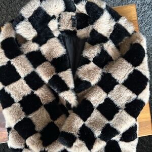 Forever 21 KIDS Faux Fur Checkerboard Jacket